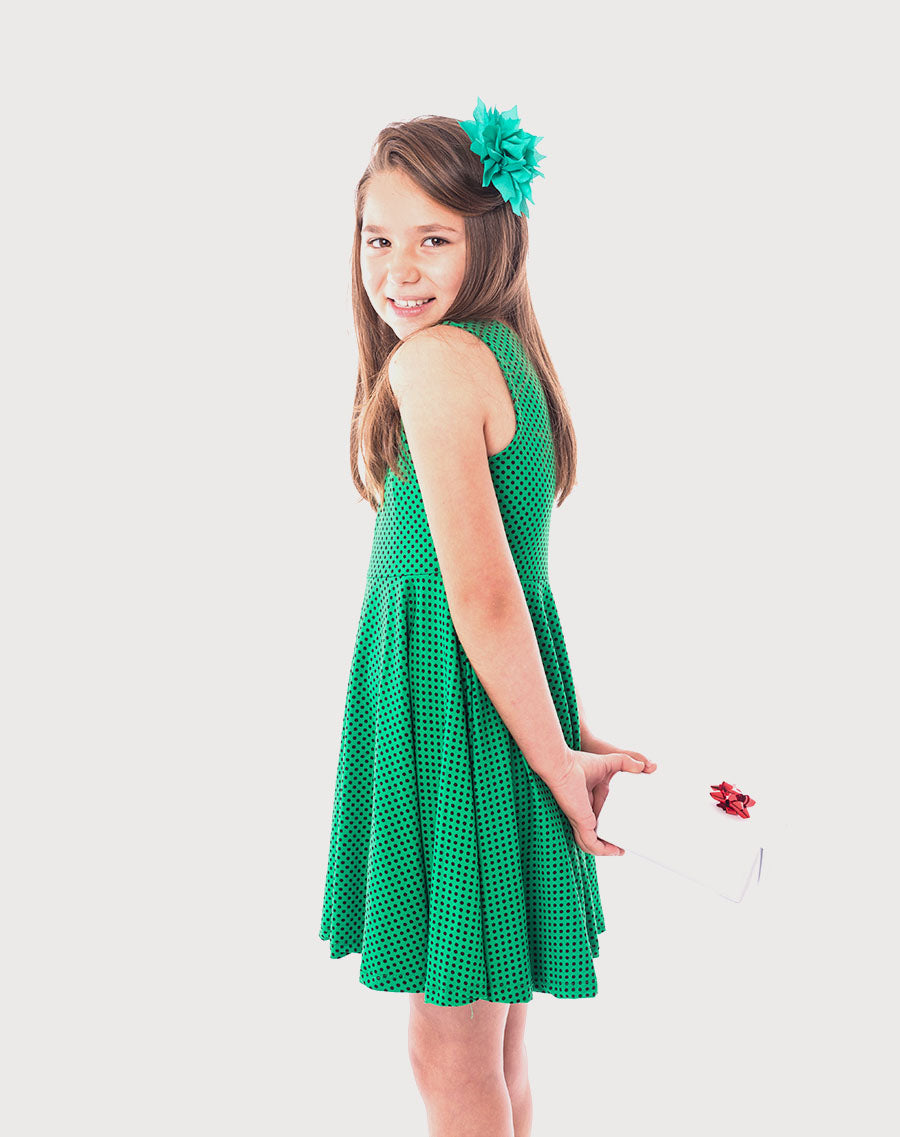 Green Dotted Midi Dresses