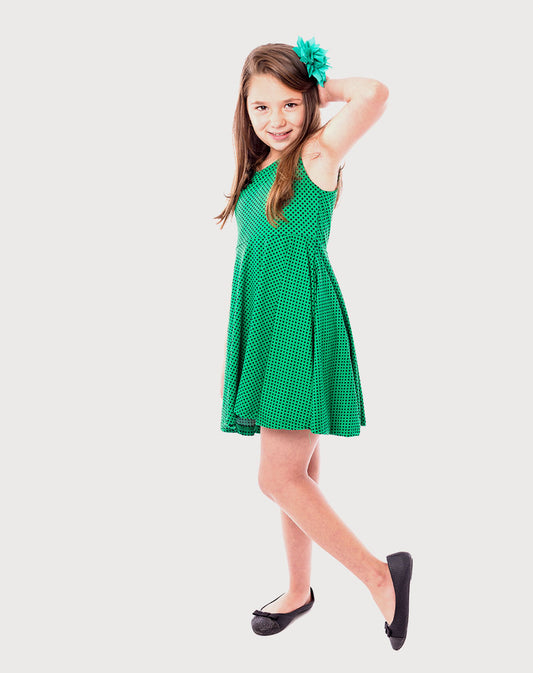 Green Dotted Midi Dresses